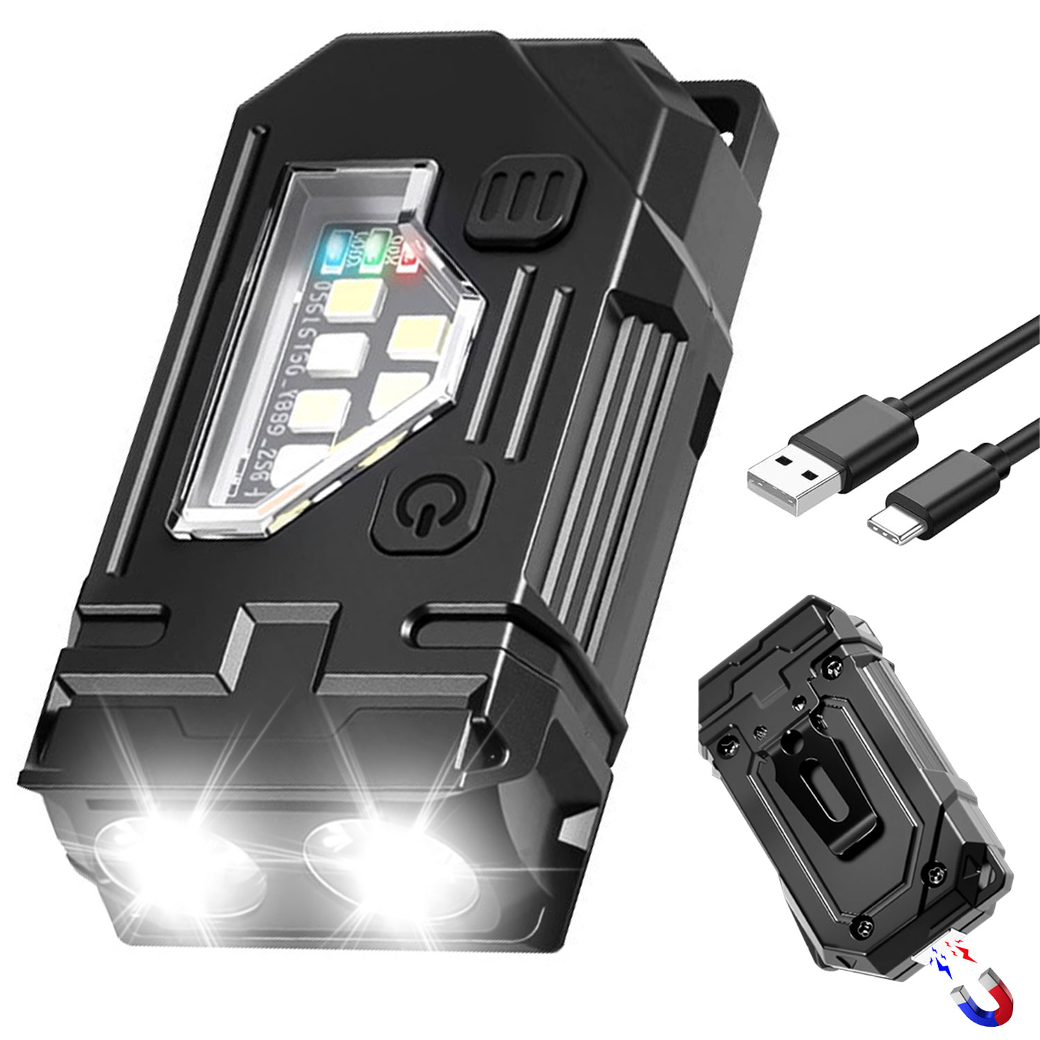 Orange Lighting Decor - Mini linterna LED doble, 8 modos