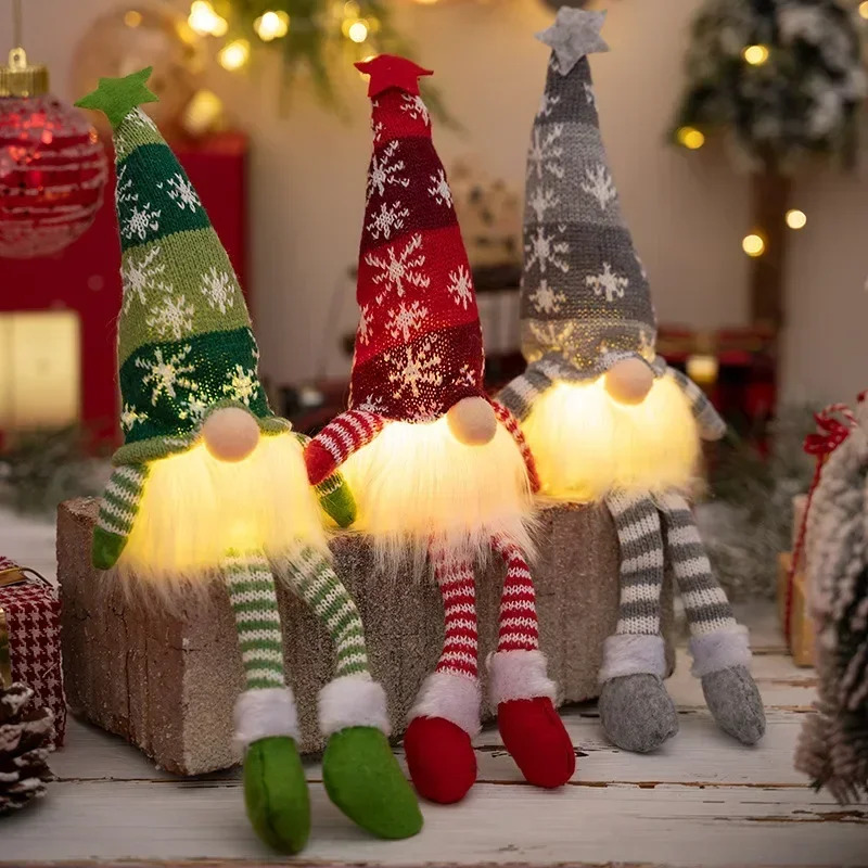 Lighting Tree Decor - Adornos navideños de Gnomo sin rostro,