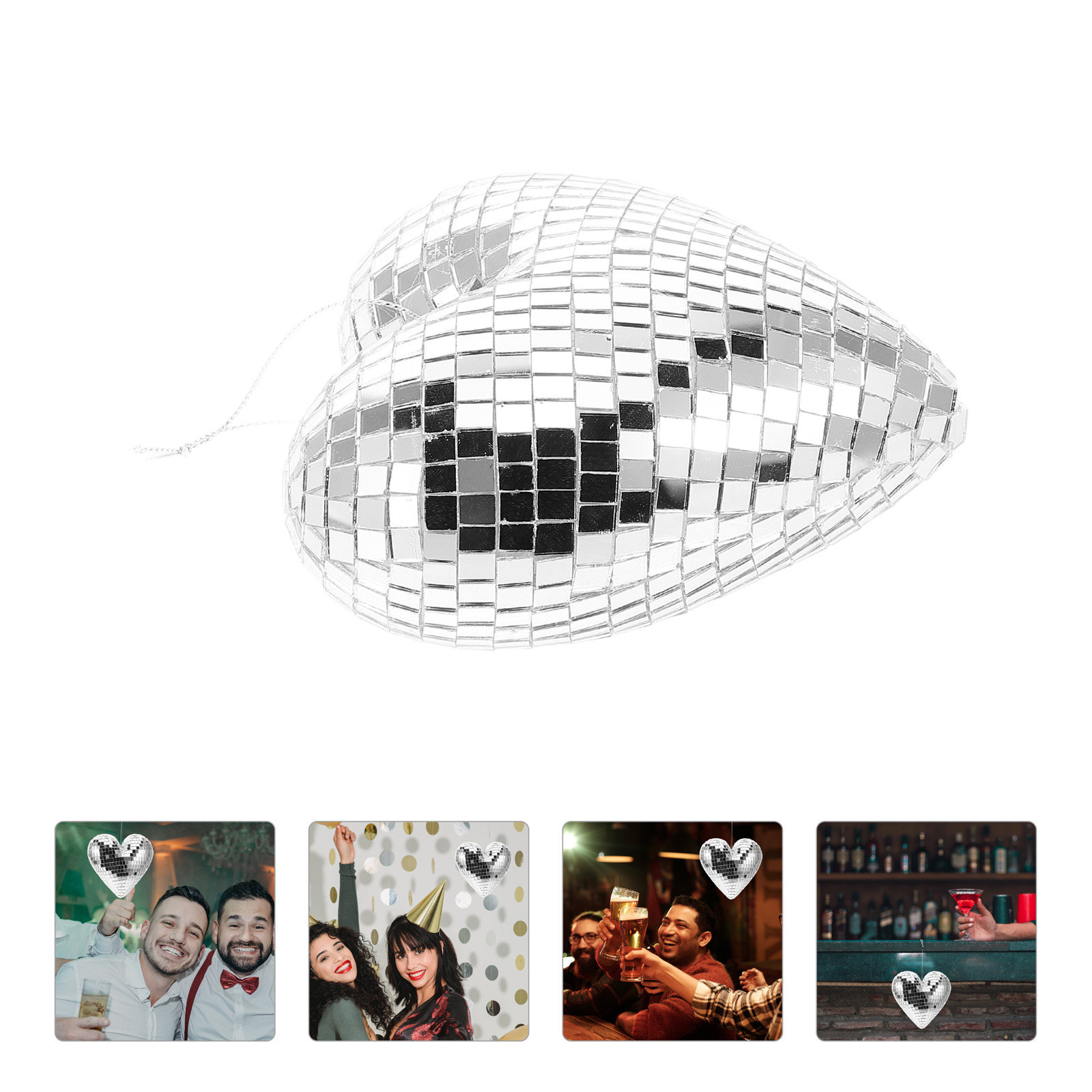 Disco Ball Mirror - Espejo Colgante con Forma de Corazón,