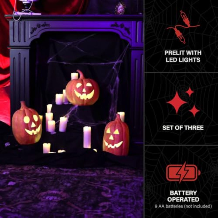 Juego de 3 piezas de calabazas - Orange Lighting Decor reseña y precio