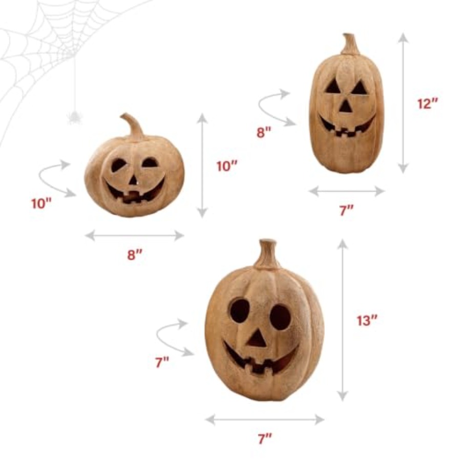 Juego de 3 piezas de calabazas - Orange Lighting Decor reseña y precio