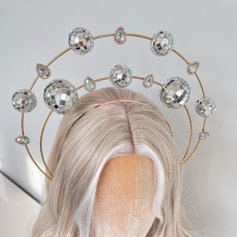 Diadema Plateada con Doble Ani - Disco Ball Mirror reseña y precio